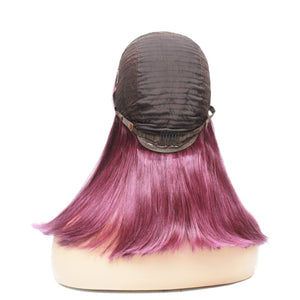 Purple Silky Straight Blunt Cut Long Bob Human Hair Wig - Medium - 56cm $290 Lace Front Wig QualityHairByLawlar (6764322619478)