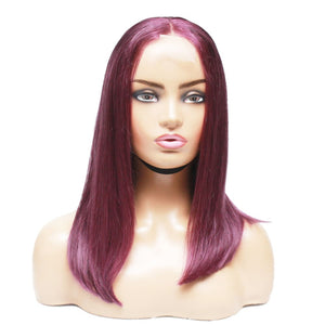 Purple Silky Straight Blunt Cut Long Bob Human Hair Wig - Medium - 56cm $290 Lace Front Wig QualityHairByLawlar (6764322619478)