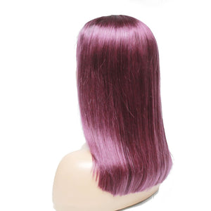 Purple Silky Straight Blunt Cut Long Bob Human Hair Wig - Medium - 56cm $290 Lace Front Wig QualityHairByLawlar (6764322619478)