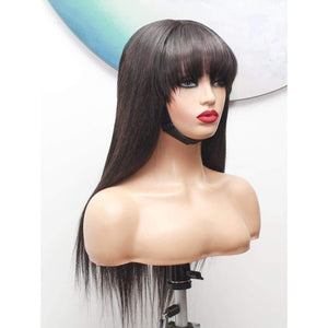 Raw Hair- Indonesian Silky Straight fringe Bangs Human Hair Wig - Medium - 56cm $430 Custom Human Hair Wig QualityHairByLawlar (10717860300)