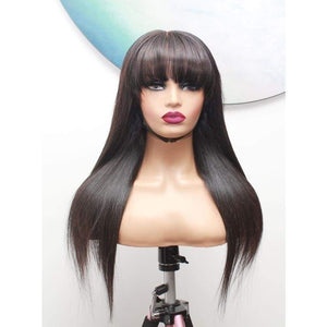 Raw Hair- Indonesian Silky Straight fringe Bangs Human Hair Wig - Medium - 56cm $430 Custom Human Hair Wig QualityHairByLawlar (10717860300)