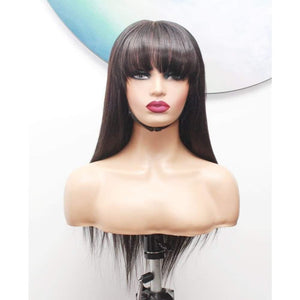 Raw Hair- Indonesian Silky Straight fringe Bangs Human Hair Wig - Medium - 56cm $430 Custom Human Hair Wig QualityHairByLawlar (10717860300)