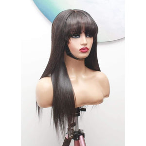 Raw Hair- Indonesian Silky Straight fringe Bangs Human Hair Wig - Medium - 56cm $430 Custom Human Hair Wig QualityHairByLawlar (10717860300)