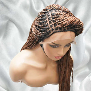 Knotless Braids- Golden Brown Lace Frontal Box Braided Wig - Medium- 56cm $200 Knotless Braids QualityHairByLawlar (5021353902166)